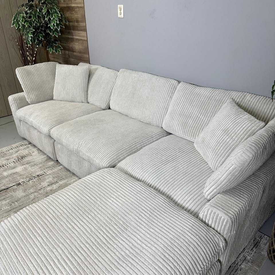 Beige Corduroy Cloud Couch