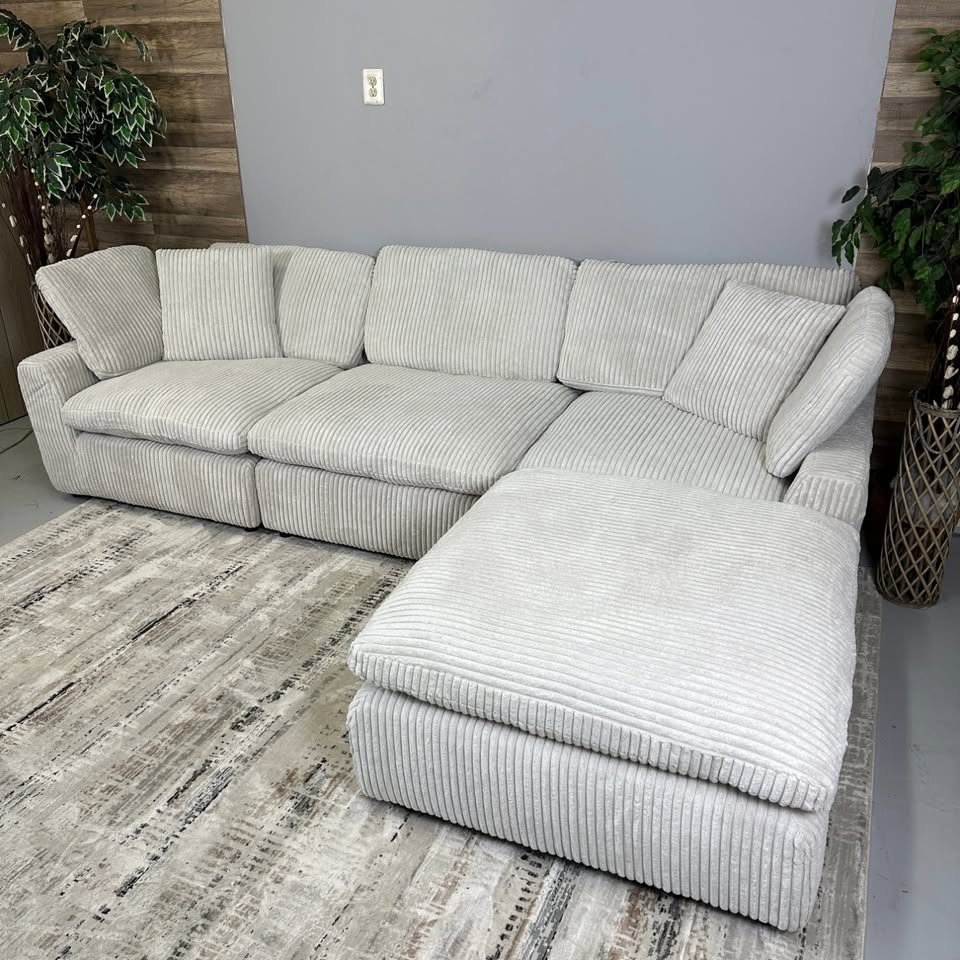 Beige Corduroy Cloud Couch