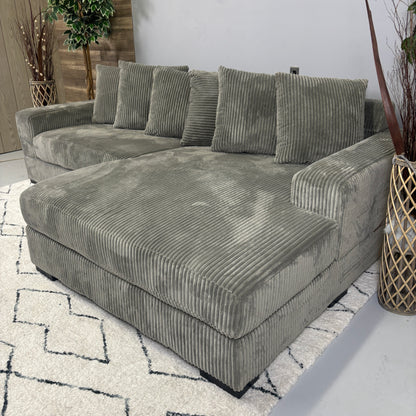 Huge Grey Corduroy Sectional