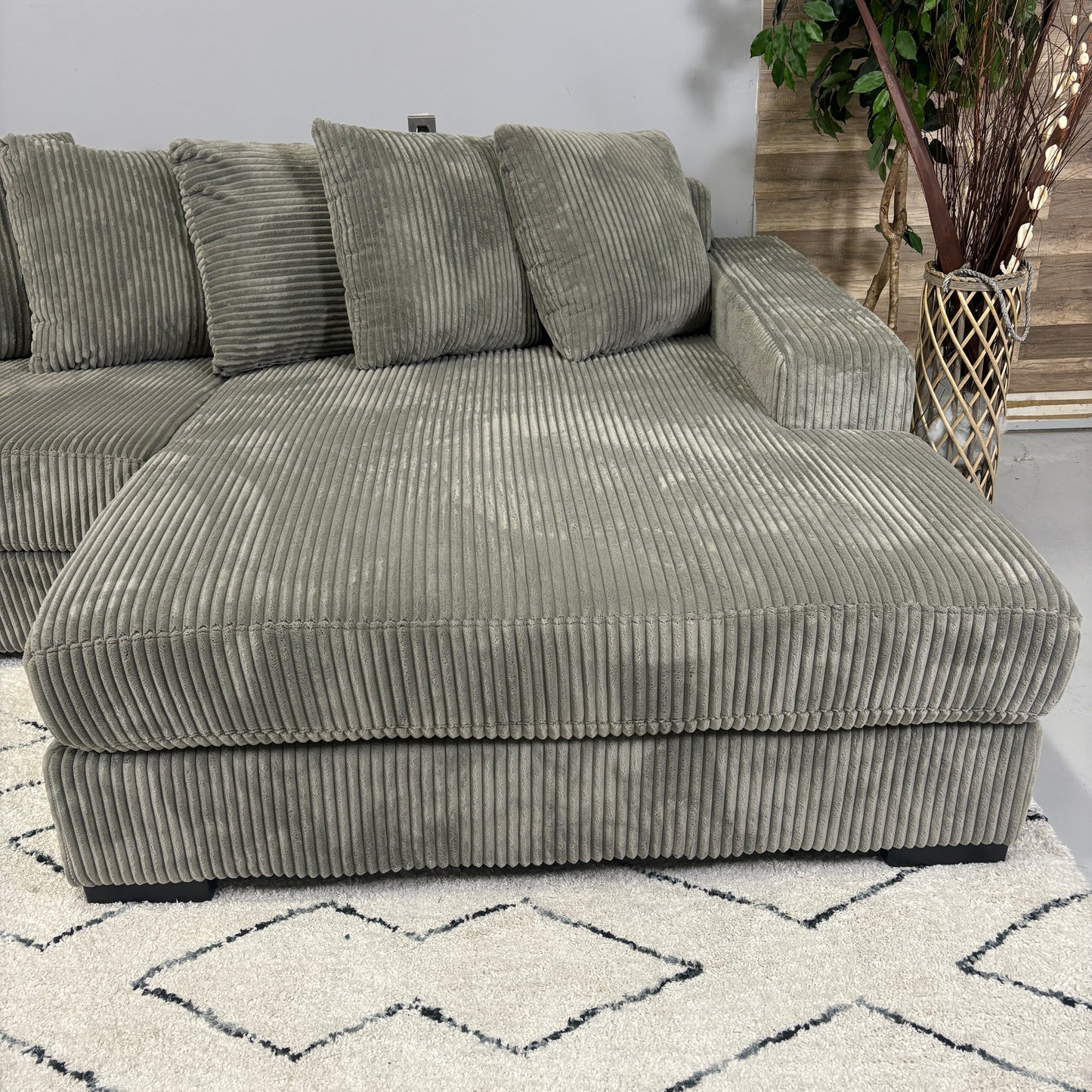 Huge Grey Corduroy Sectional