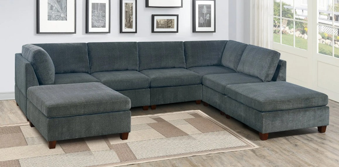 Grey Chenille Modular Sectional