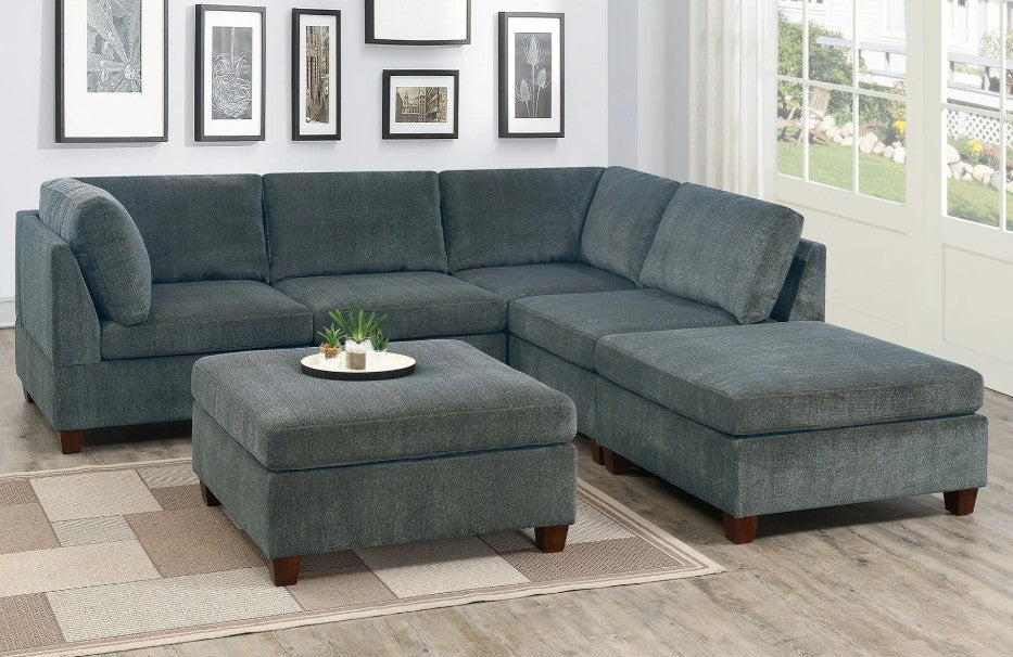 Grey Chenille Modular Sectional